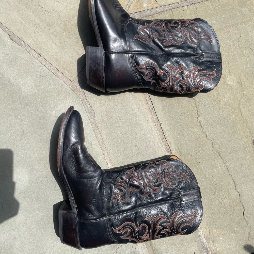 Tony Lama Black and Brown Cowboy Boots